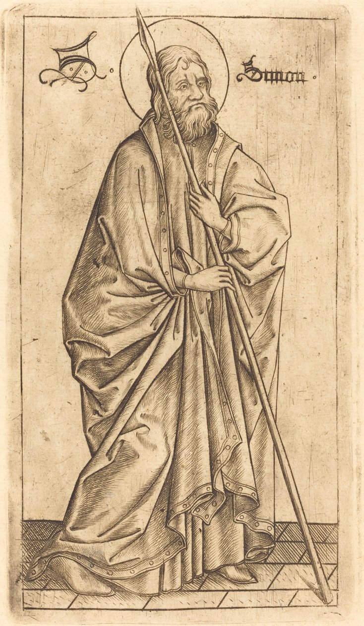 Saint Thomas eller Saint Simon, ca. 14701480. av Israhel van Meckenem