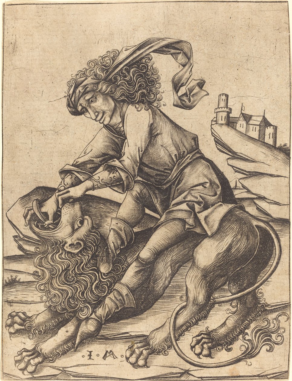 Samson og løven av Israhel van Meckenem