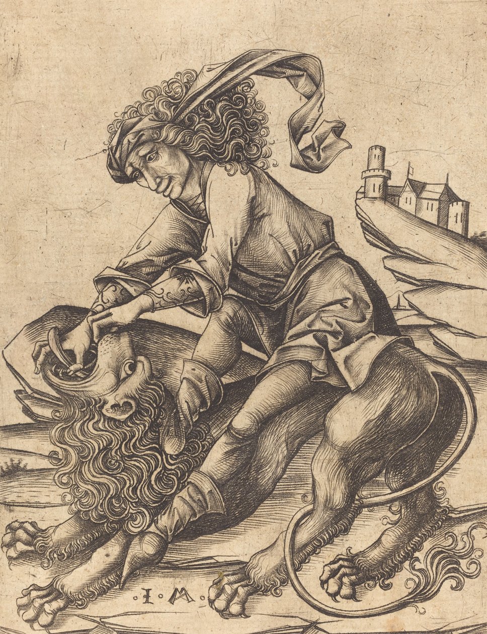 Samson og løven, ca. 1475. av Israhel van Meckenem