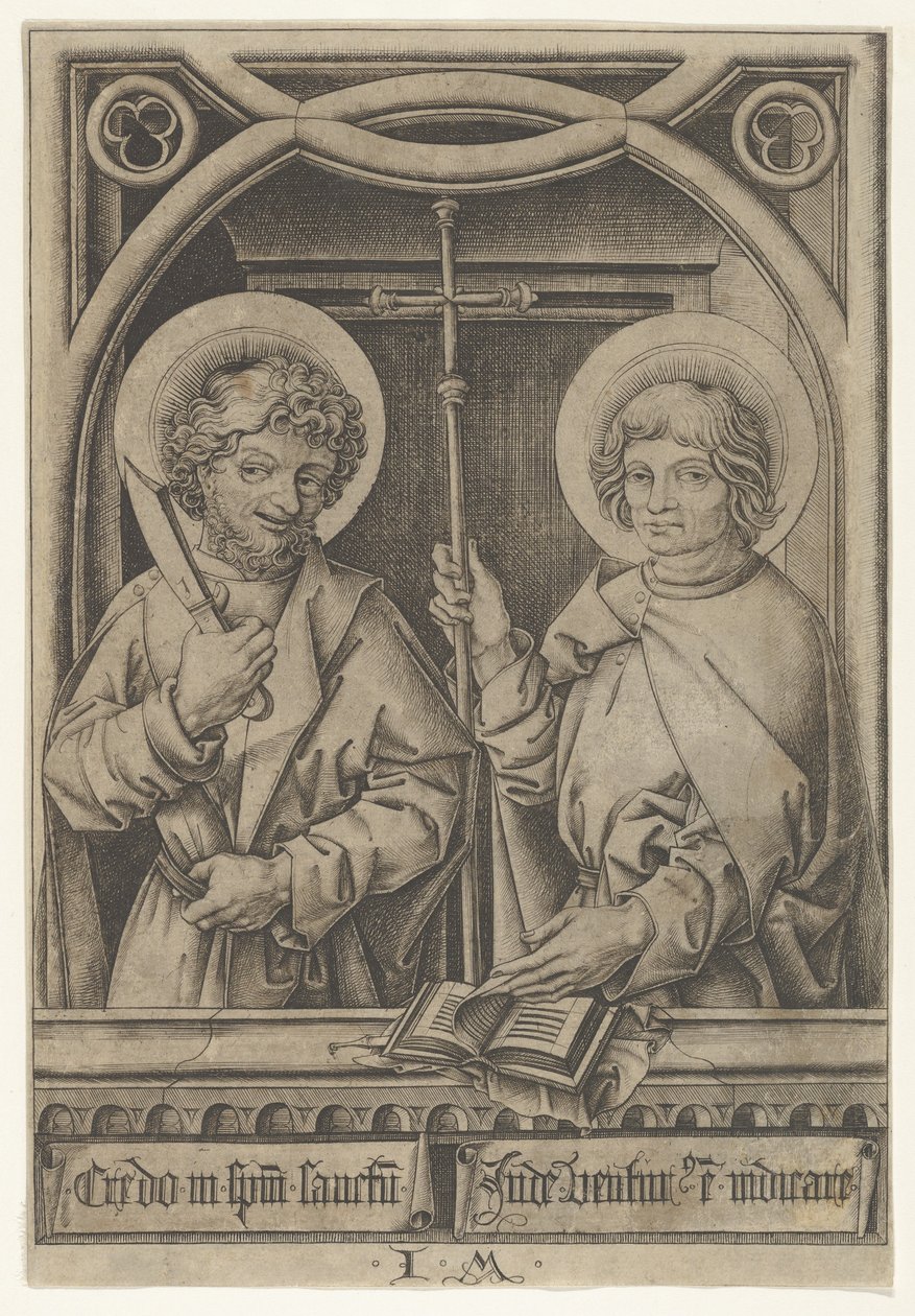 St. Bartholomew og St. Philip, fra The Apostles, 1435-1503. av Israhel van Meckenem
