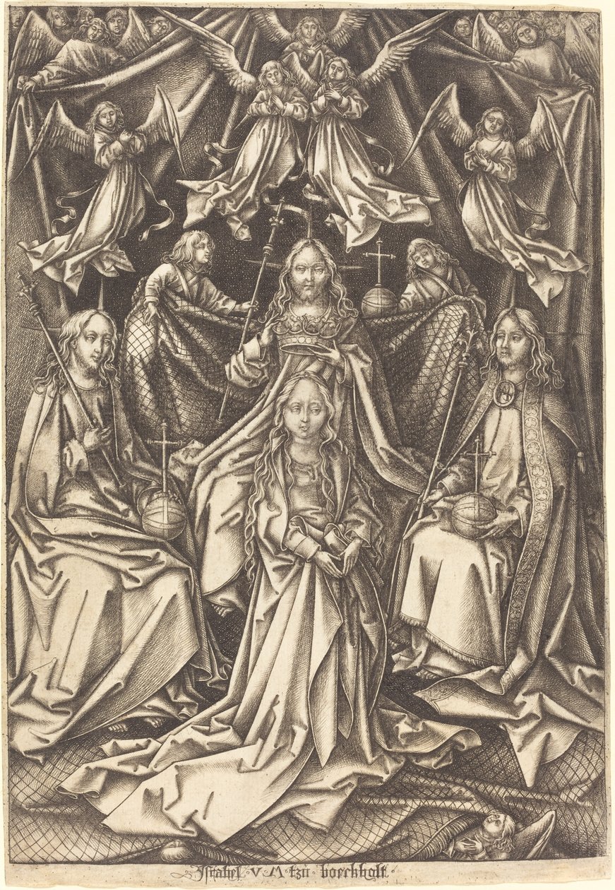 Jomfruens kroning, ca. 14901500. av Israhel van Meckenem