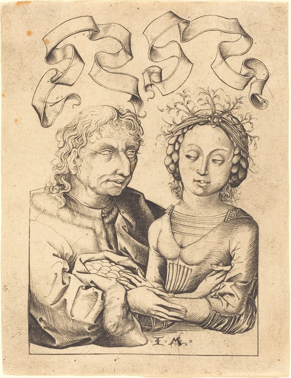 Den tåpelige gamle mannen og den unge jenta, ca. 14801490. av Israhel van Meckenem