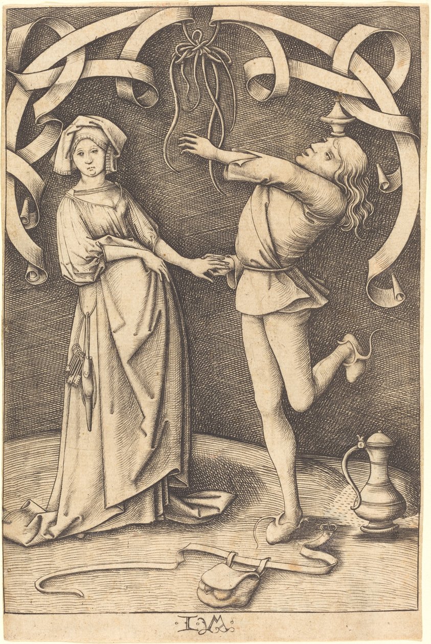 Gjøgleren og kvinnen, ca. 14951503. av Israhel van Meckenem