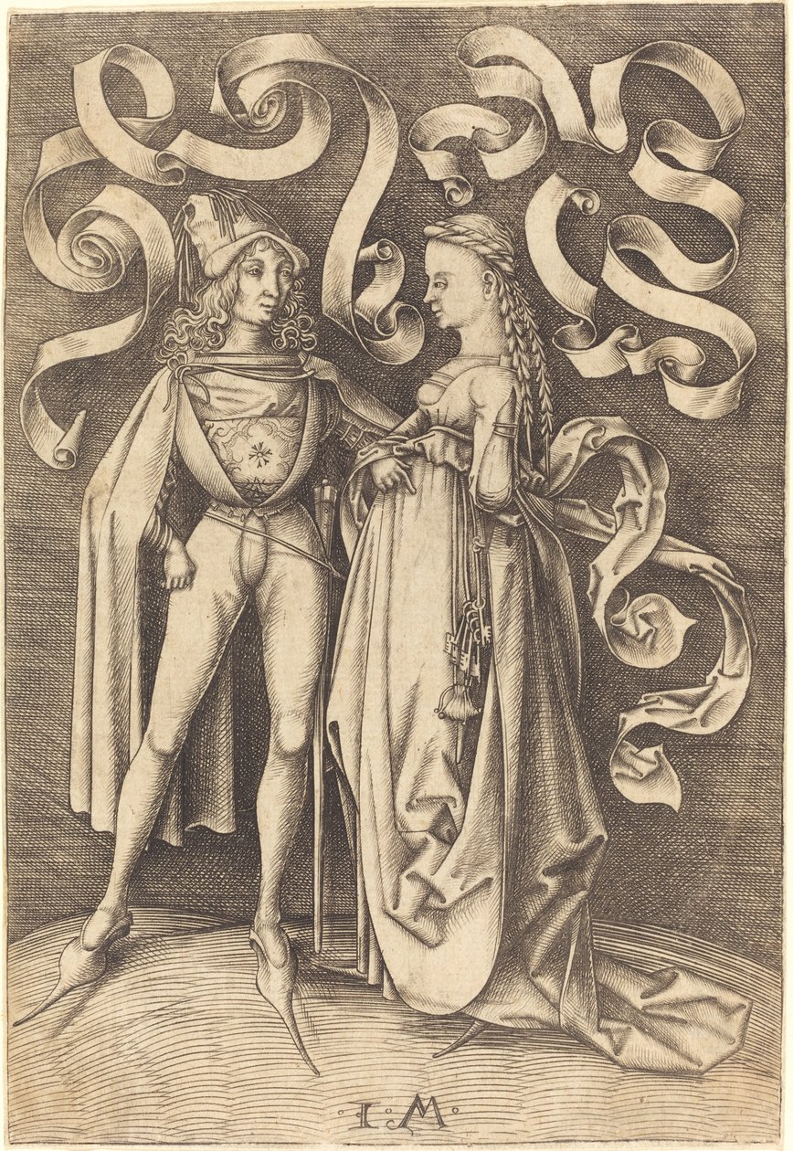 Ridderen og damen, ca. 14951503. av Israhel van Meckenem