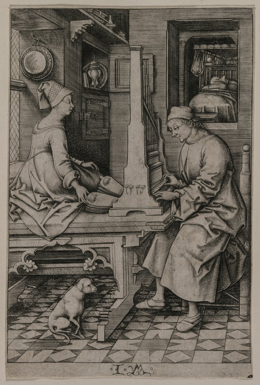 Orgelspilleren og hans kone, 1495-1503. av Israhel van Meckenem