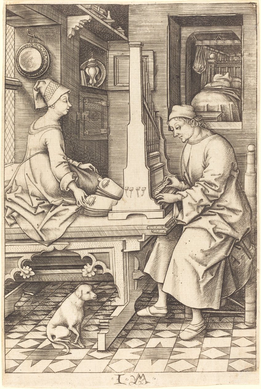 Orgelspilleren og hans kone, ca. 14951503. av Israhel van Meckenem