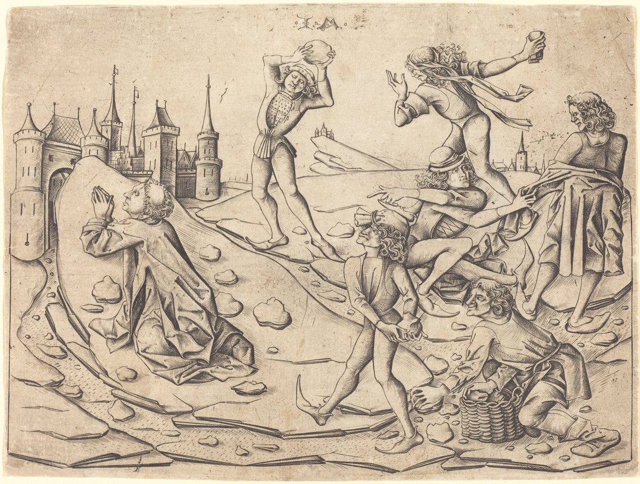 Steiningen av Saint Stephen, ca. 1470. av Israhel van Meckenem