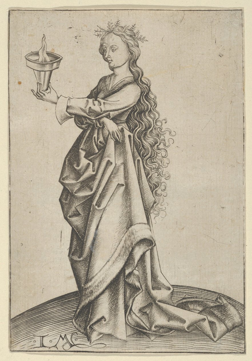 Den tredje vise jomfru, ca. 1450-1503. av Israhel van Meckenem
