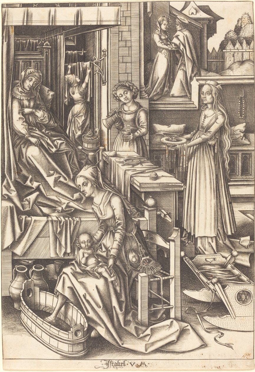 Jomfruens fødsel av Israhel van Meckenem after Hans Holbein the Elder