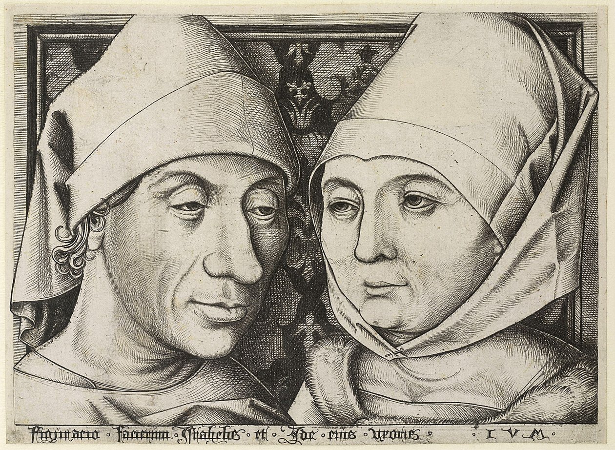 Selvportrett med kona Ida, ca. 1490 av Israhel van Meckenem the younger