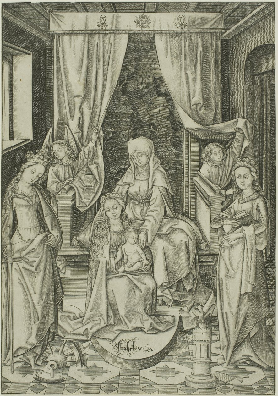 Madonnaen med St. Anne, St. Katarina og St. Barbara av Israhel van Meckenem the younger