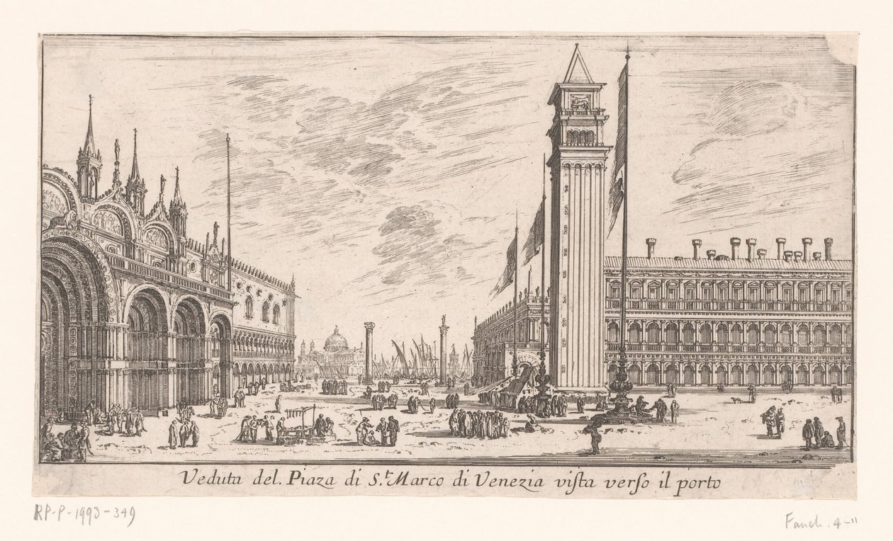 Utsikt over Markusplassen i Venezia Veduta del Piazza di St. Marco di Venezia vista verso il porto (tittel på objekt) Utsikt over Roma og Venezia (serietittel) Vues de Rome et de Venise (serietittel) av Israël Silvestre