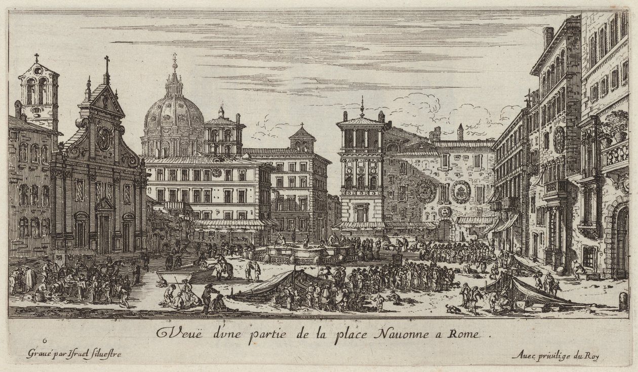 Utsikt over en del av Piazza Navona i Roma av Israël Silvestre