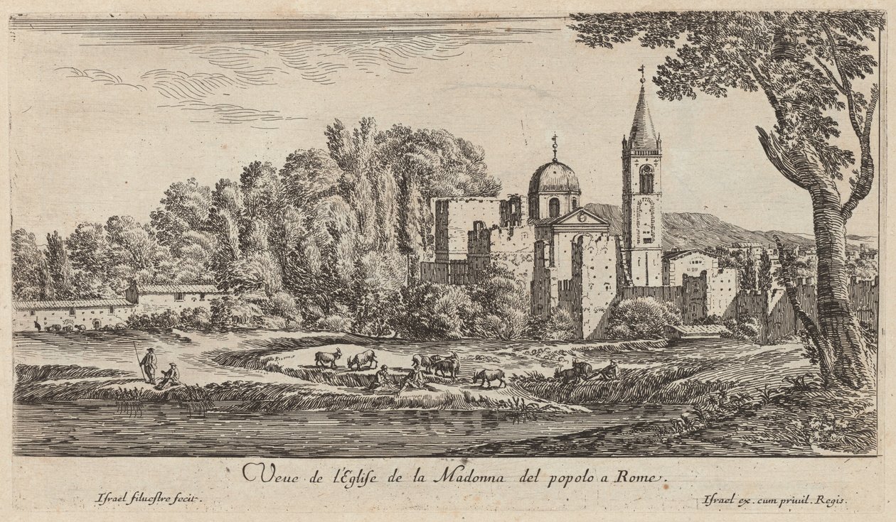 Utsikt over kirken Madonna del popolo i Roma av Israël Silvestre
