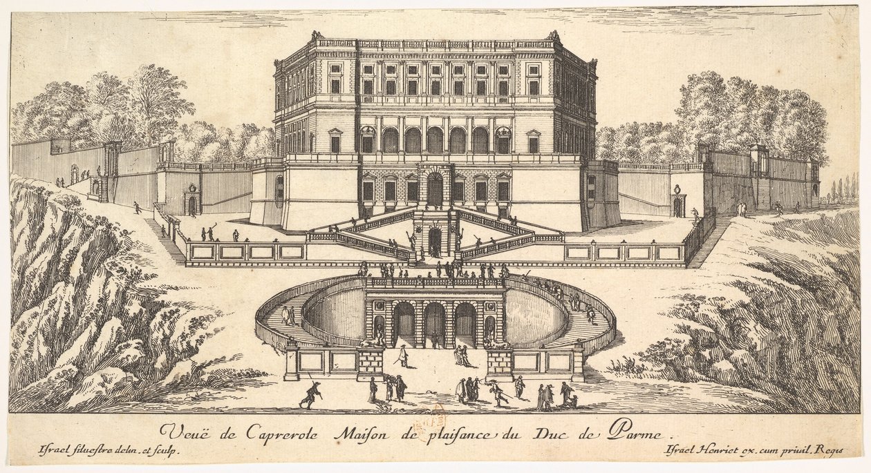 Utsikt over Caprarola, fra en serie på femten utsikter over Italia og Frankrike, 1600-tallet. av Israël Silvestre