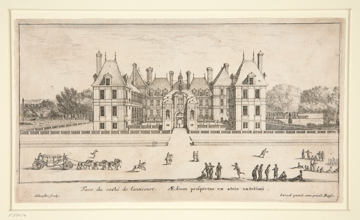 Utsikt over Chateau Liencourt: The Forecourt av Israël Silvestre