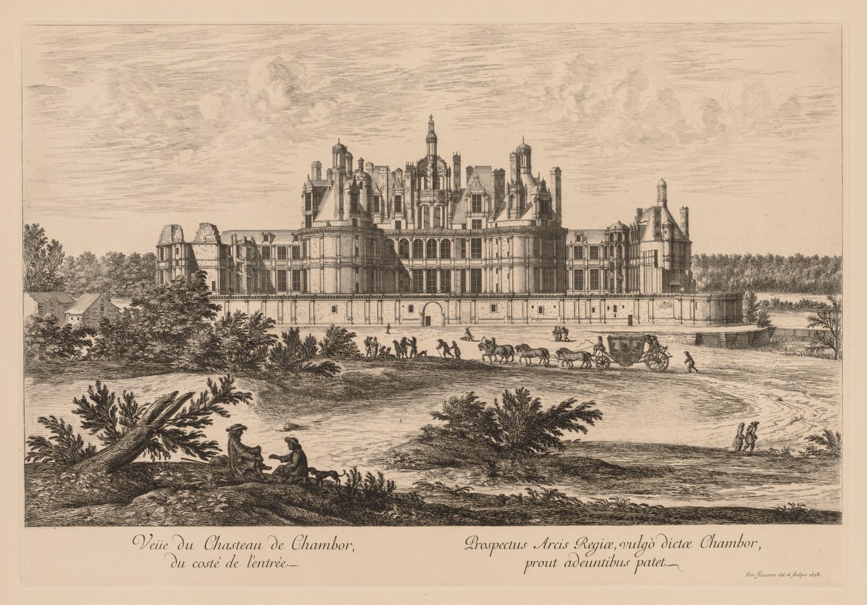 Utsikt over Château de Chambord, fra inngangssiden av Israël Silvestre