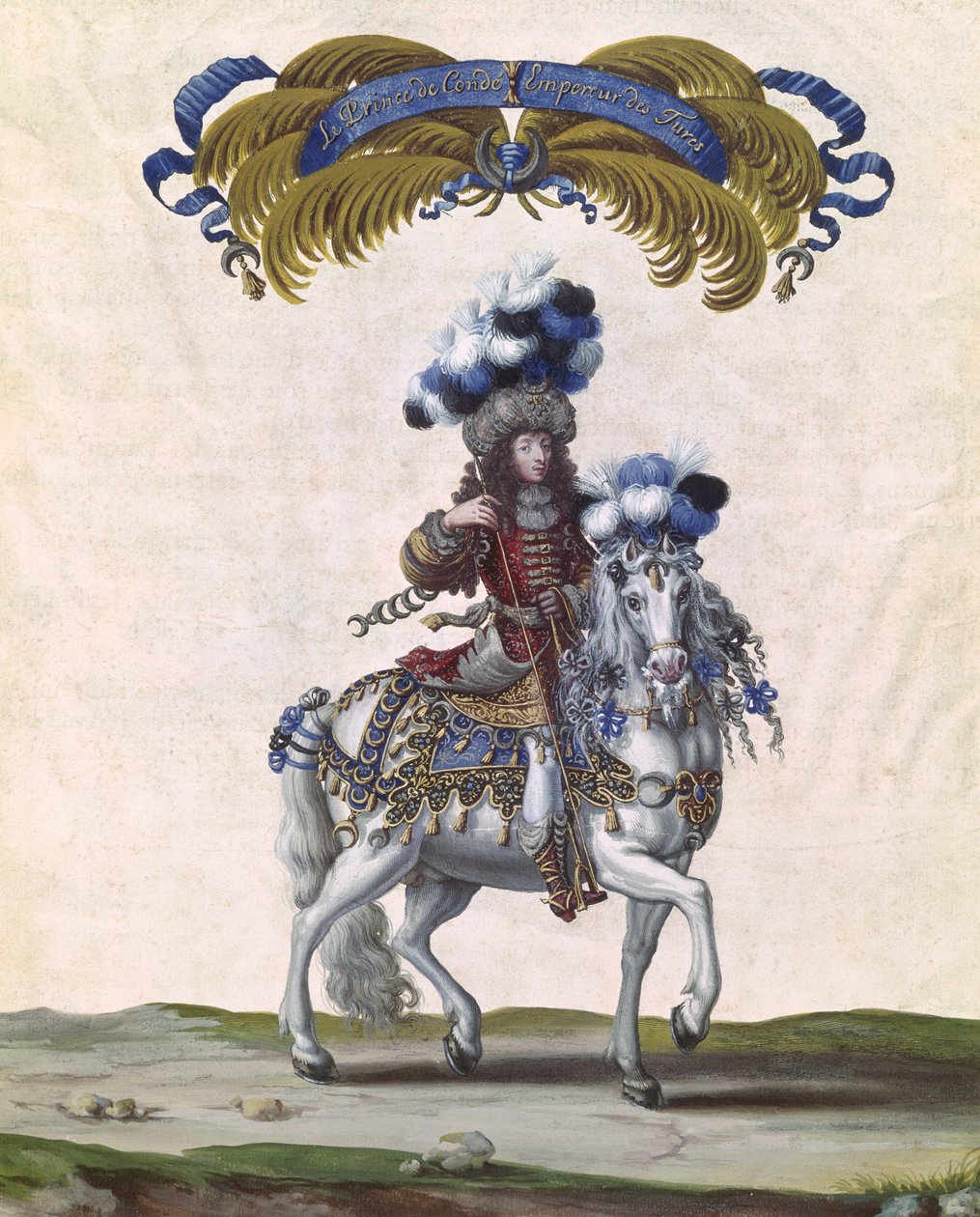 Prinsen av Conde som keiseren av Tyrkia, en del av karusellen gitt av Louis XIV (1638-1715) foran Tuileriene, 5. juni 1662 av Israël Silvestre the Younger