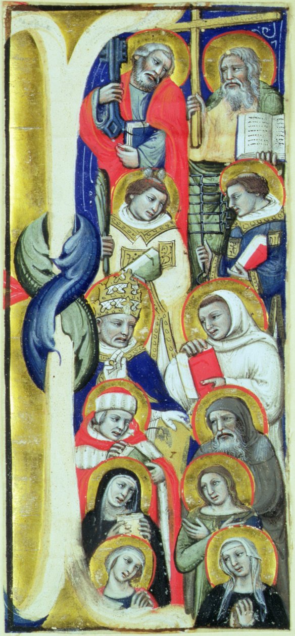 En frise med medaljonger som viser Kristus, St. Peter, St. Paul og disiplene og Jomfru Maria av Italian School
