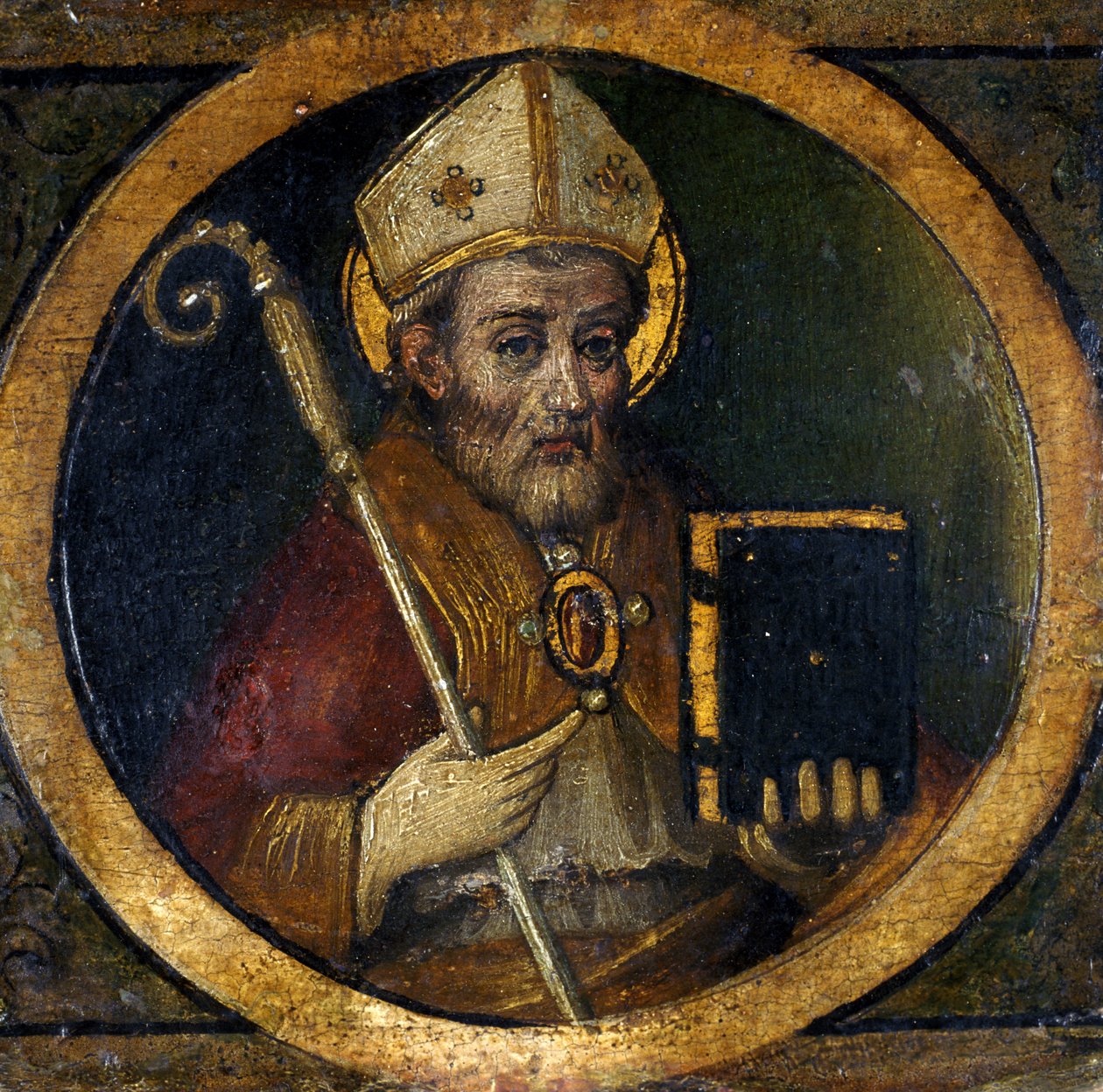 En hellig biskop (tempera på poppeltre) av Italian School