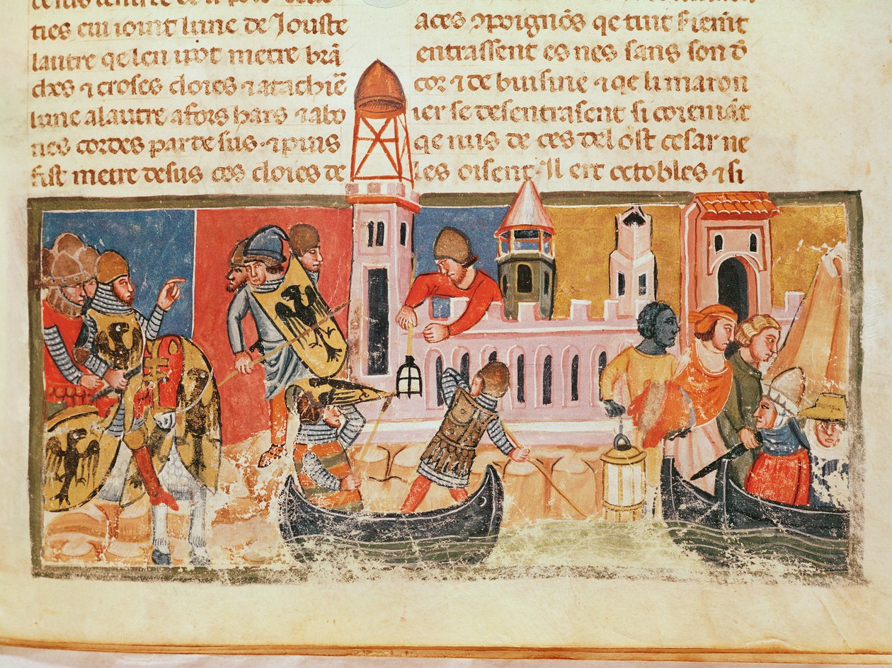 Kamp ved murene til en by, fra "The Lives of Twelve Caesars" av Gaius Suetonius Tranquillus (ca. 75-150) av Italian School