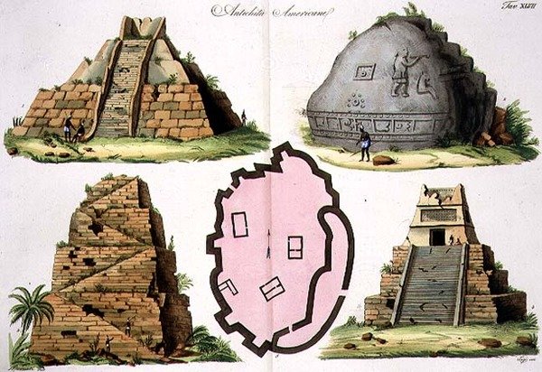 Central American Antiquities, plate 47 fra The History of the Nations (akvatint) (se 94495-96 for detaljer) av Italian School