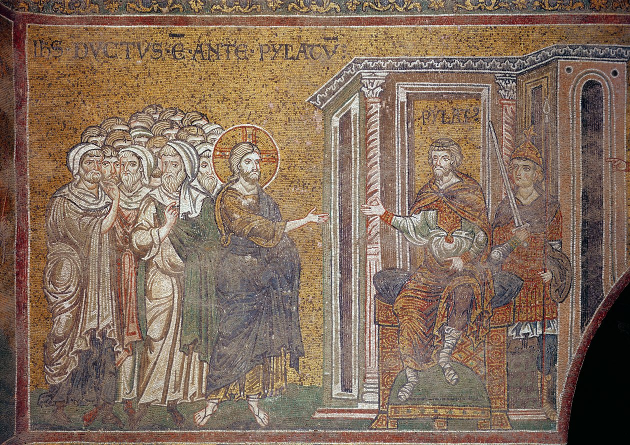 Kristus før Pilatus (mosaikk) av Italian School