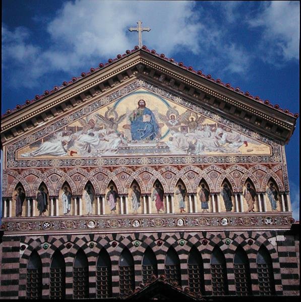 Kristus i Majestet, fra vestfasaden, 1203 (detalj) av Italian School