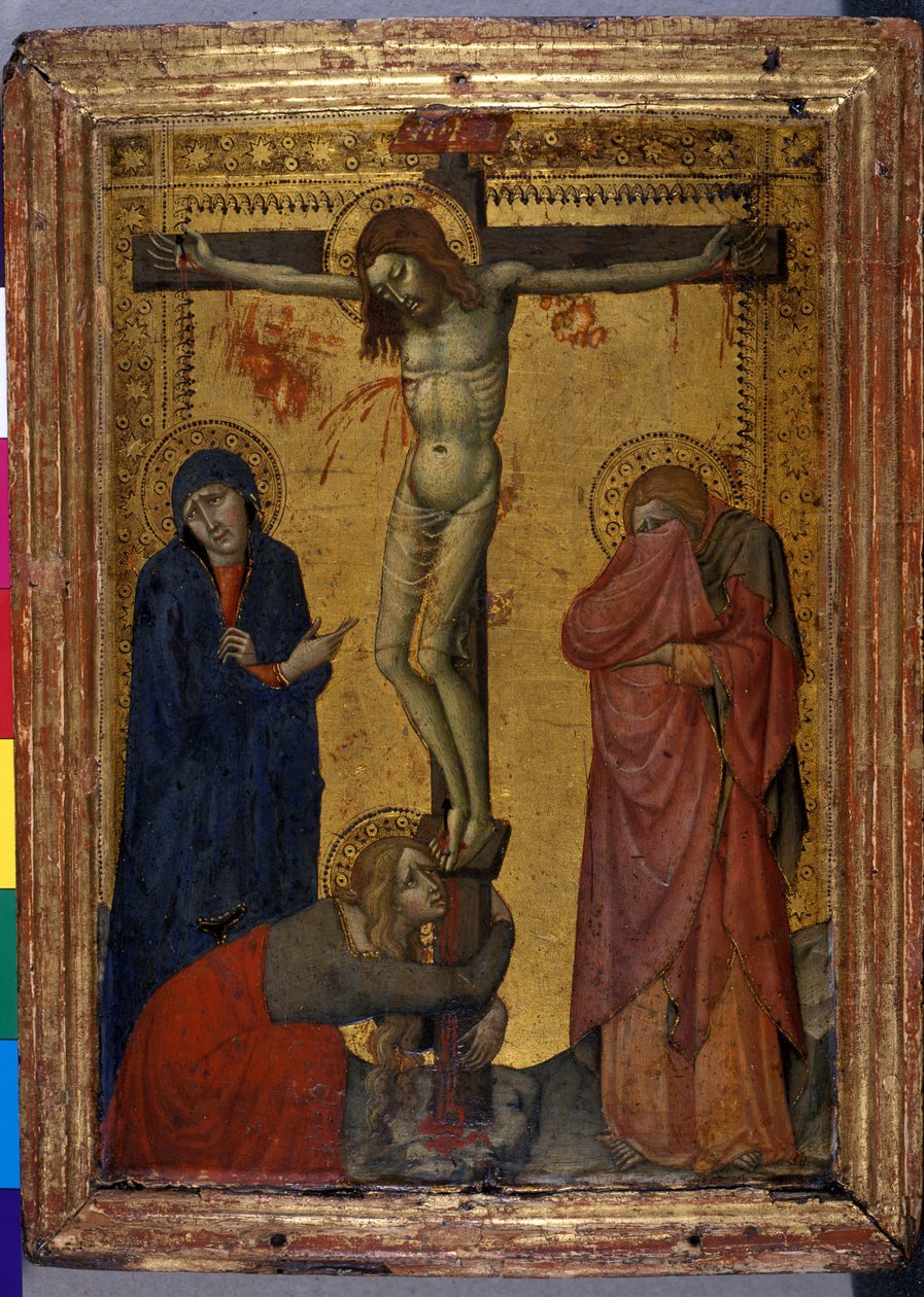 Kristus på korset med Maria, Johannes og Maria Magdalena, ca. 137080 (tempera på tre) av Italian School