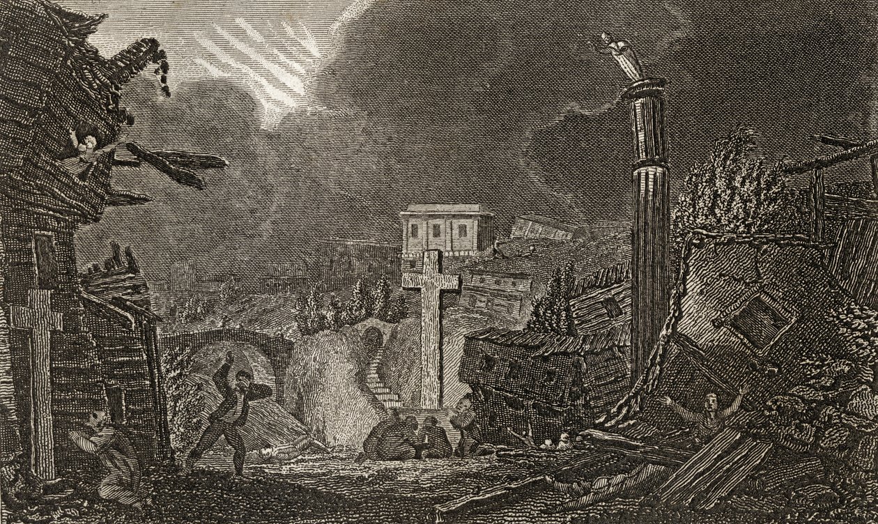 Begynnelsen av jordskjelvet i Messina i 1783 av Italian School