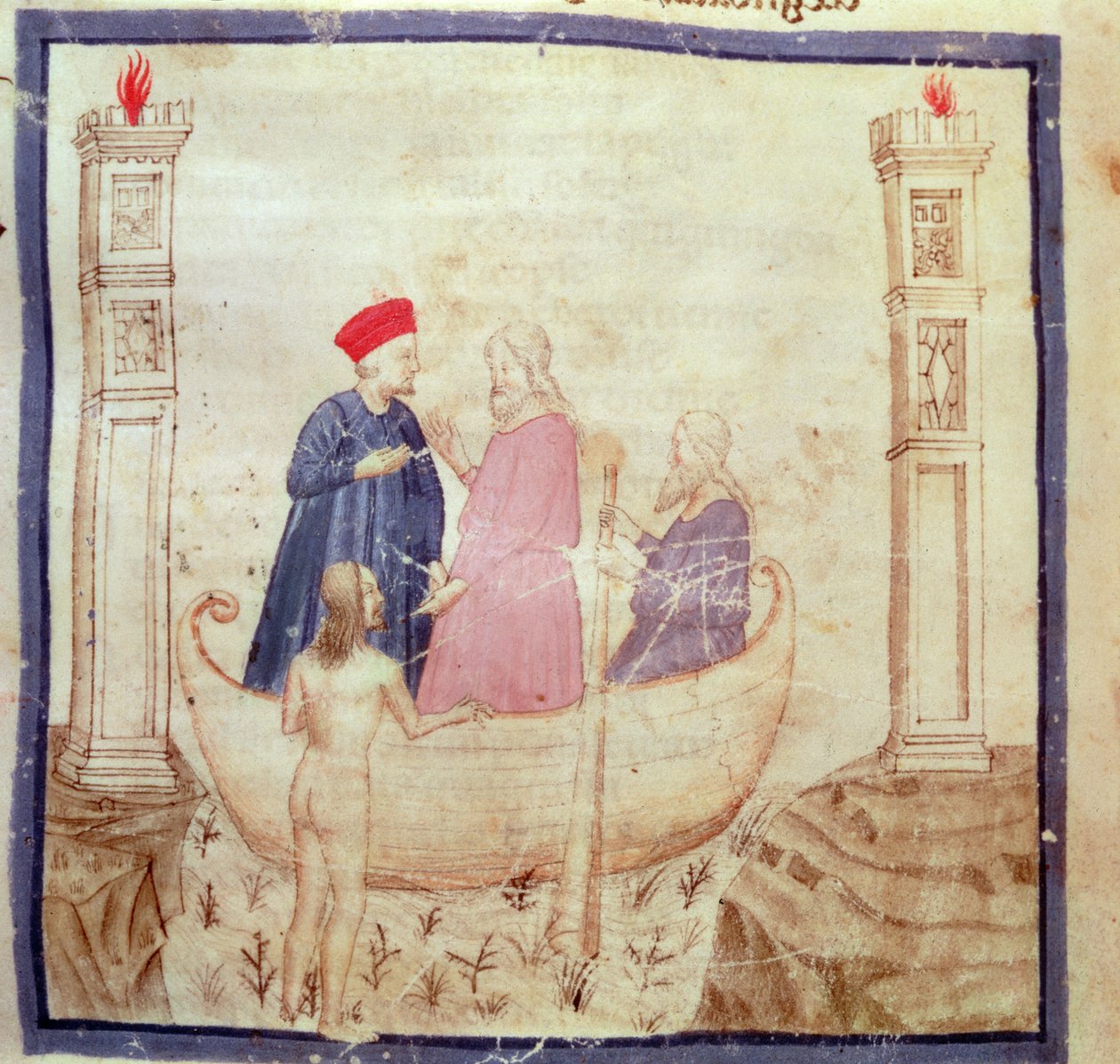 Dante og Virgil (70-19 f.Kr.) går til helvete, fra The Divine Comedy av Dante Alighieri (1265-1321) av Italian School
