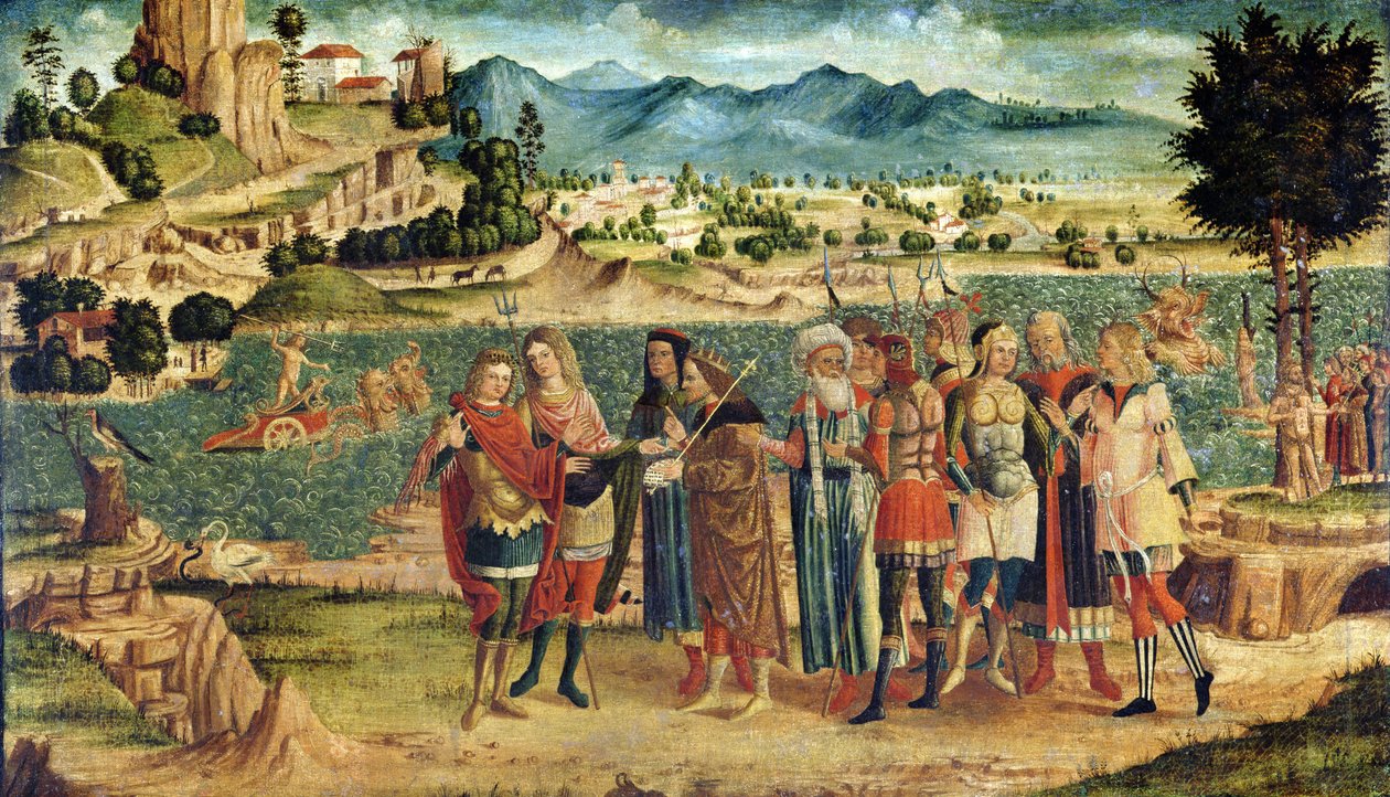 Laomedon nekter Apollo og Poseidon deres belønning, ca. 1500 (se også 111439) av Italian School