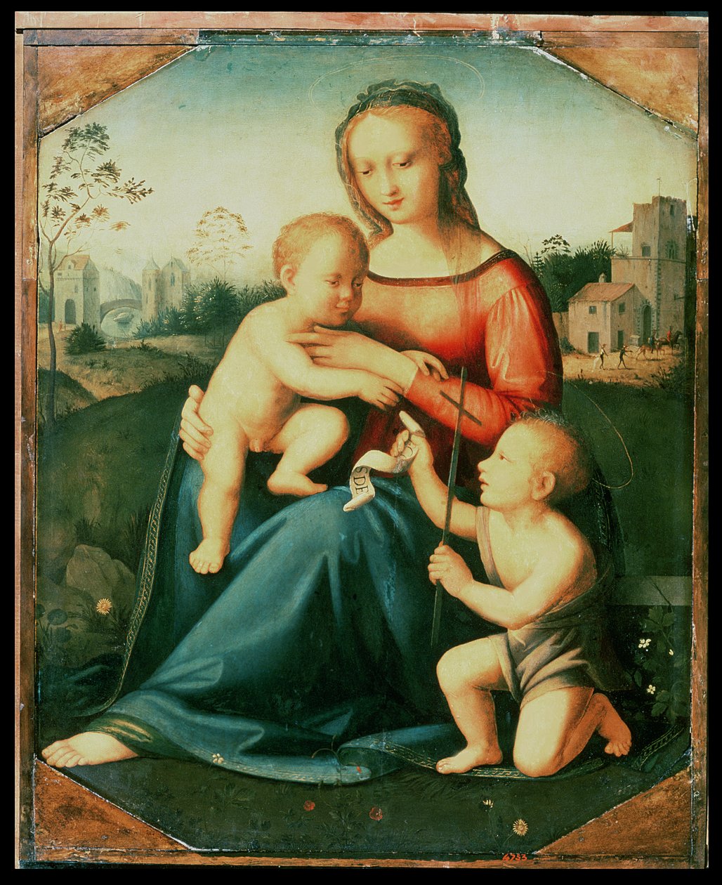 Madonna og barn med døperen Johannes av Italian School