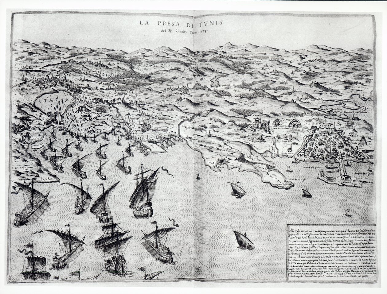 Kart over inntoget av Tunis av spanjolene i 1573 av Italian School