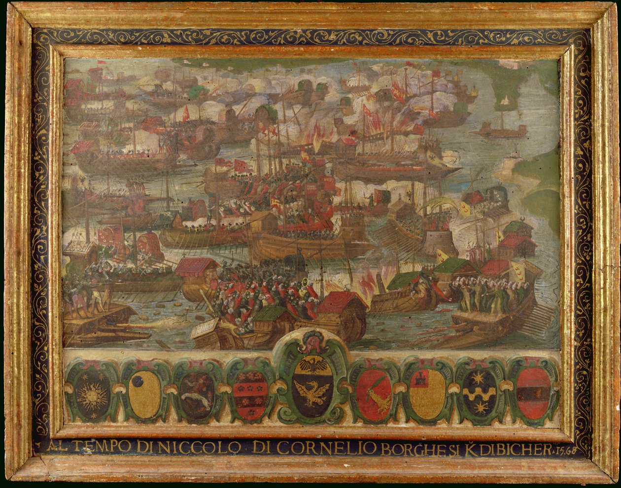 Sjøslaget ved Lepanto, 1571 av Italian School
