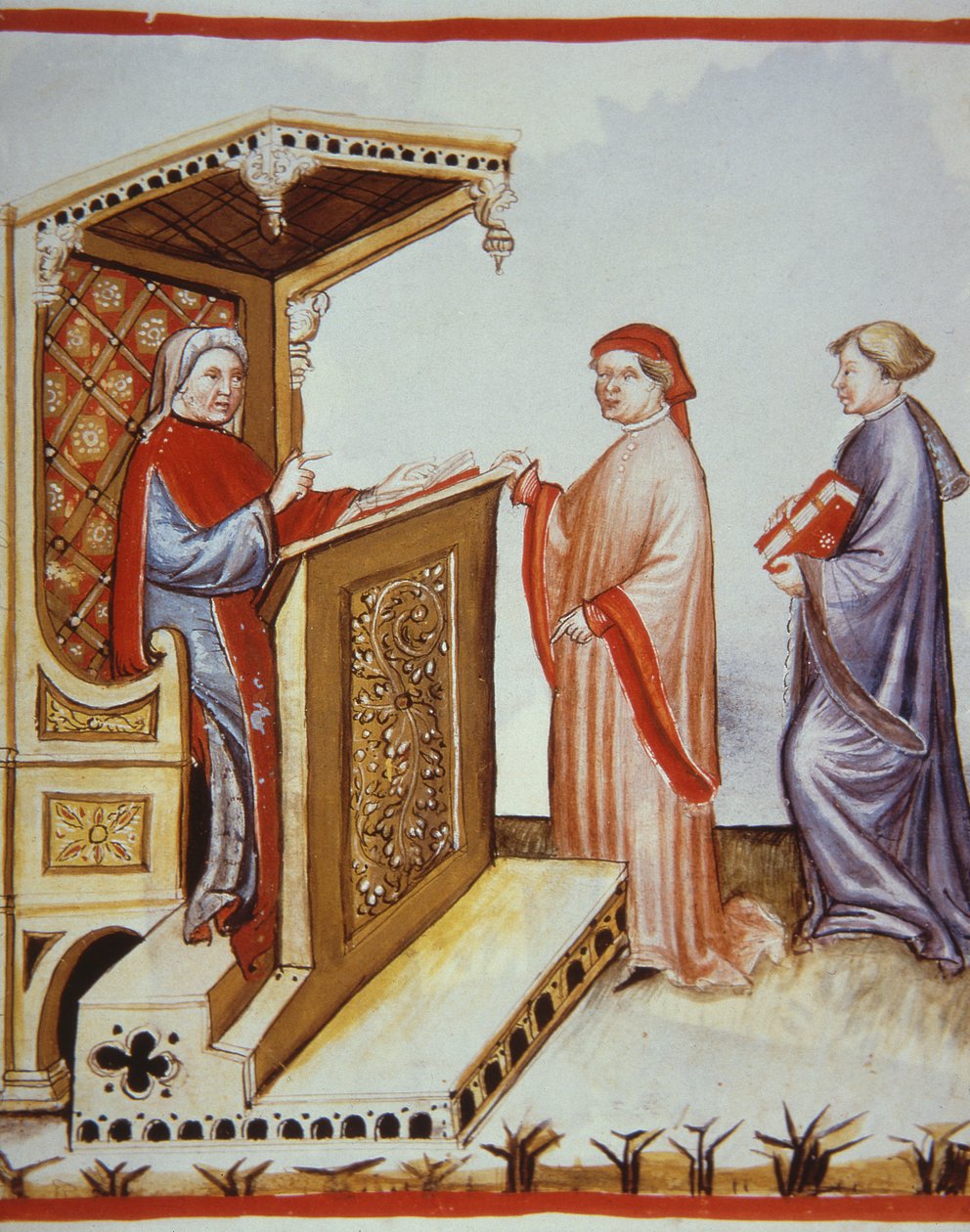 Nova 2644 fol.4r Ububchasym de Baldach (Ibn Butlan) skriver Tacuinum Sanitatis (Maintenance of Health), illustrasjon fra Tacuini Sanitatis Codex Vindobonensis av Italian School
