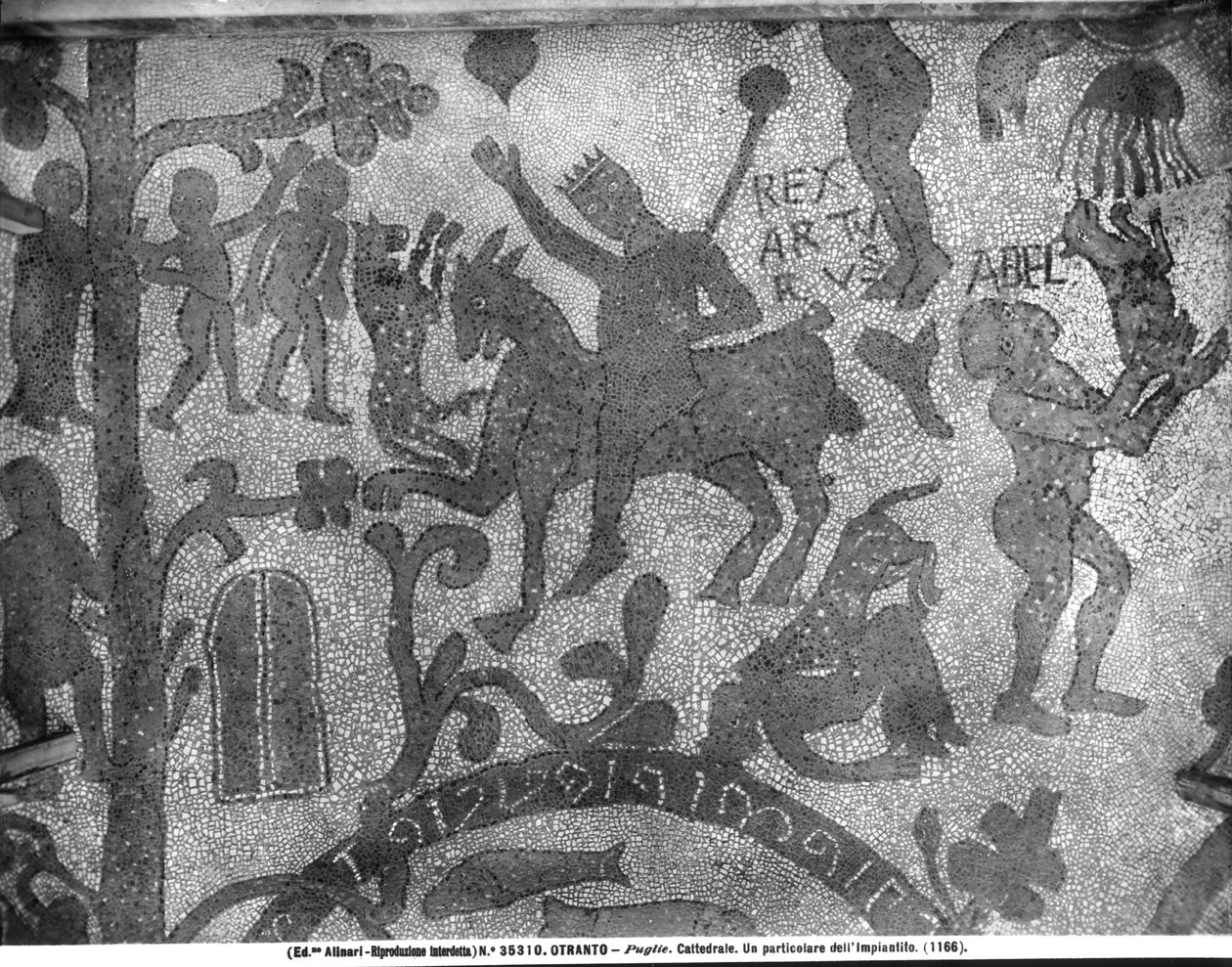 Fortau som viser kong Arthur, 1166 (mosaikk) av Italian School