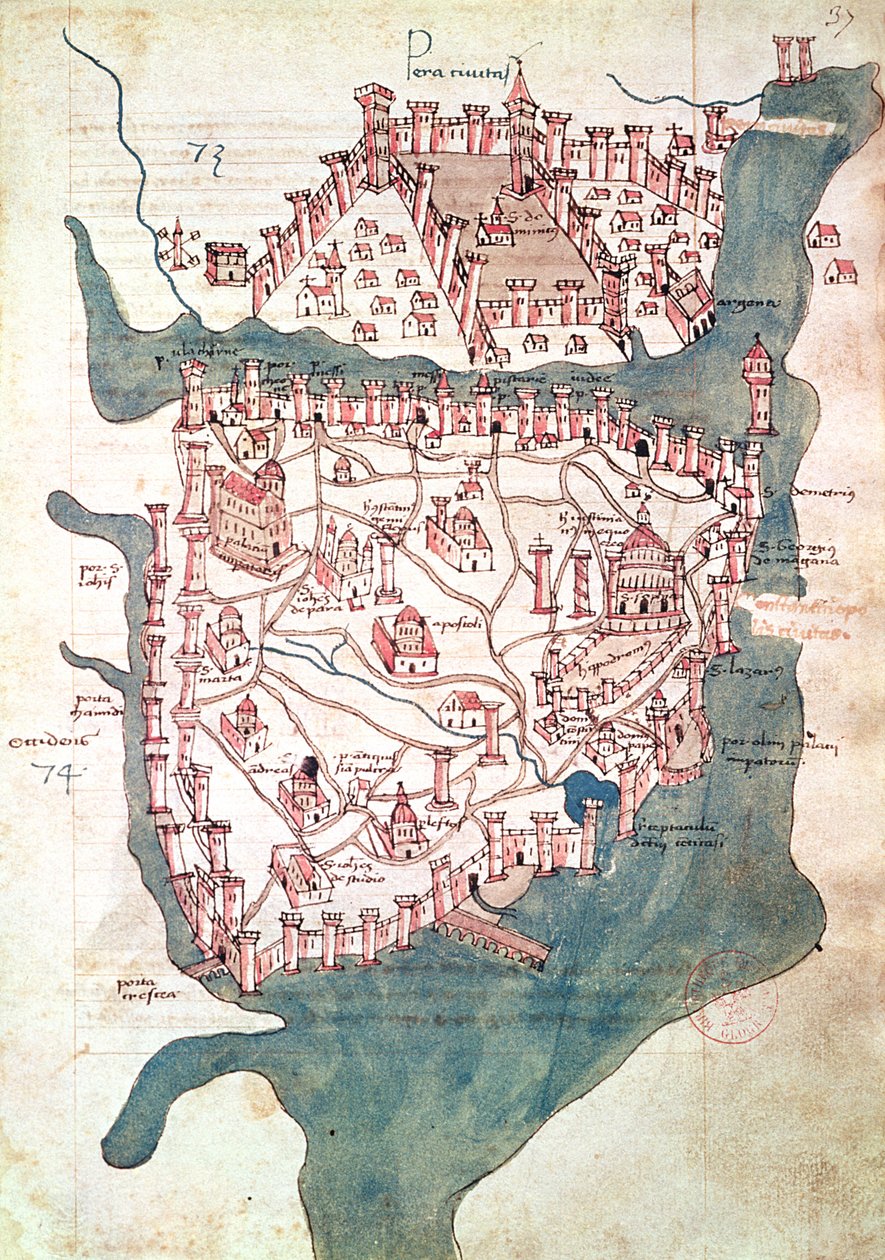 Plan av Konstantinopel av Italian School