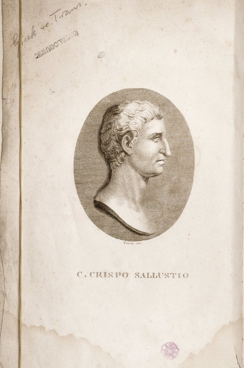 Portrett av Gaius Crispus Sallust (ca. 85-35 f.Kr.) gravert av Antonio Verico (fl.1819) av Italian School