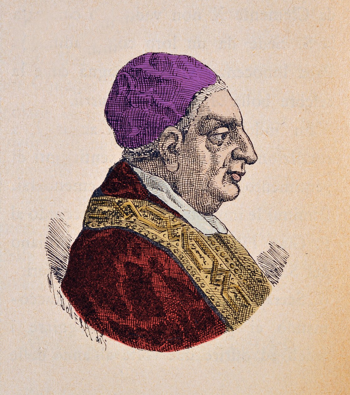 Portrett av paven Benoit XIII (benedetto, Benedikt eller Benedictus) (1724-1730), 1898 (gravering med senere fargelegging) av Italian School