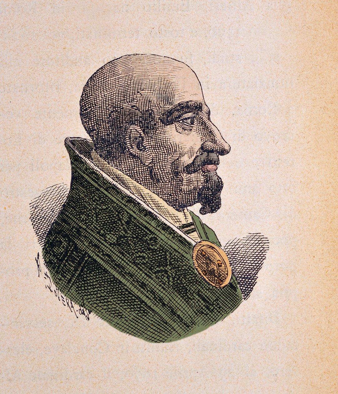 Portrett av paven Clement IX (Clemente eller Clemens) (1667-1669), 1898 (gravering med senere fargelegging) av Italian School