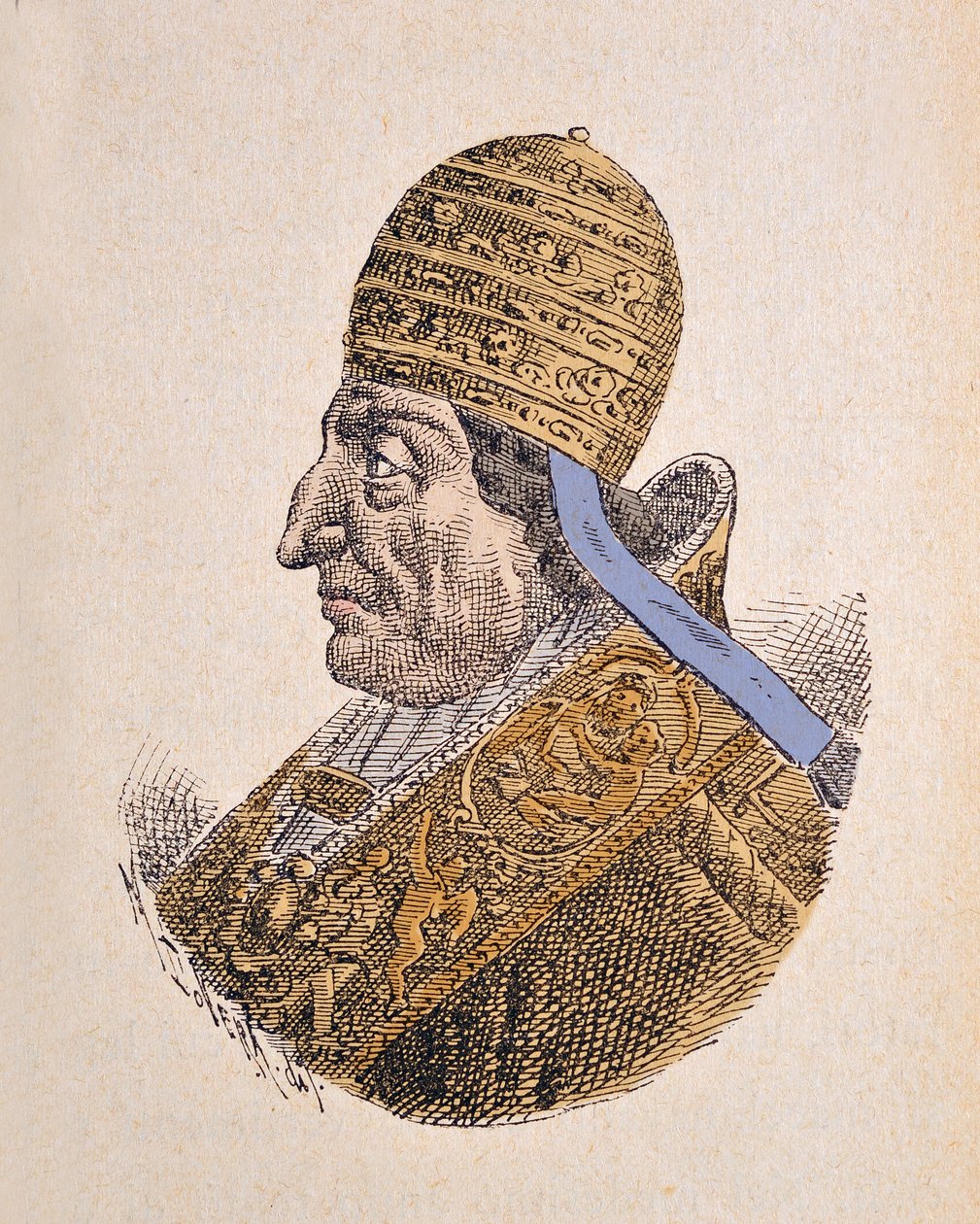 Portrett av pave Clement XII (Clemente eller Clemens) (1730-1740), 1898 (gravering med senere fargelegging) av Italian School