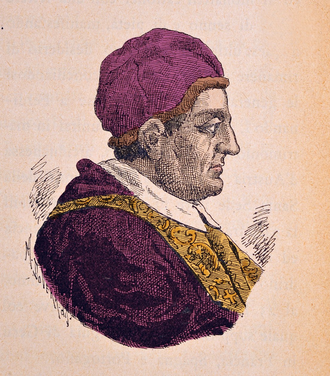 Portrett av pave Clement XIV (Clemente eller Clemens) (1769-1774), 1898 (gravering med senere fargelegging) av Italian School