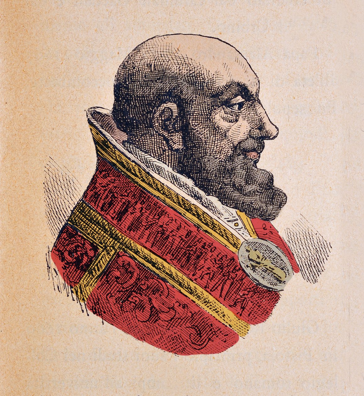 Portrett av paven Innocentius X (Innocenzo, Innocentius eller Giovanni Battista Pamphili) (1644-1655), 1898 (gravering med senere fargelegging) av Italian School