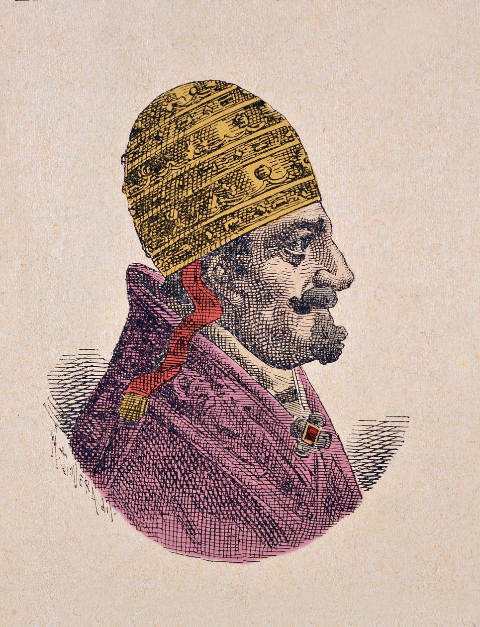 Portrett av paven Innocentius XII (Innocenzo, Innocentius) (1691-1700), 1898 (gravering med senere fargelegging) av Italian School