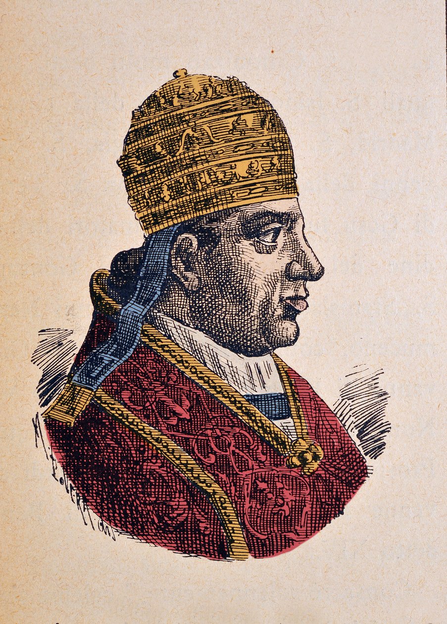 Portrett av paven Innocentius XIII (Innocenzo, Innocentius) (1721-1724), 1898 (gravering med senere fargelegging) av Italian School
