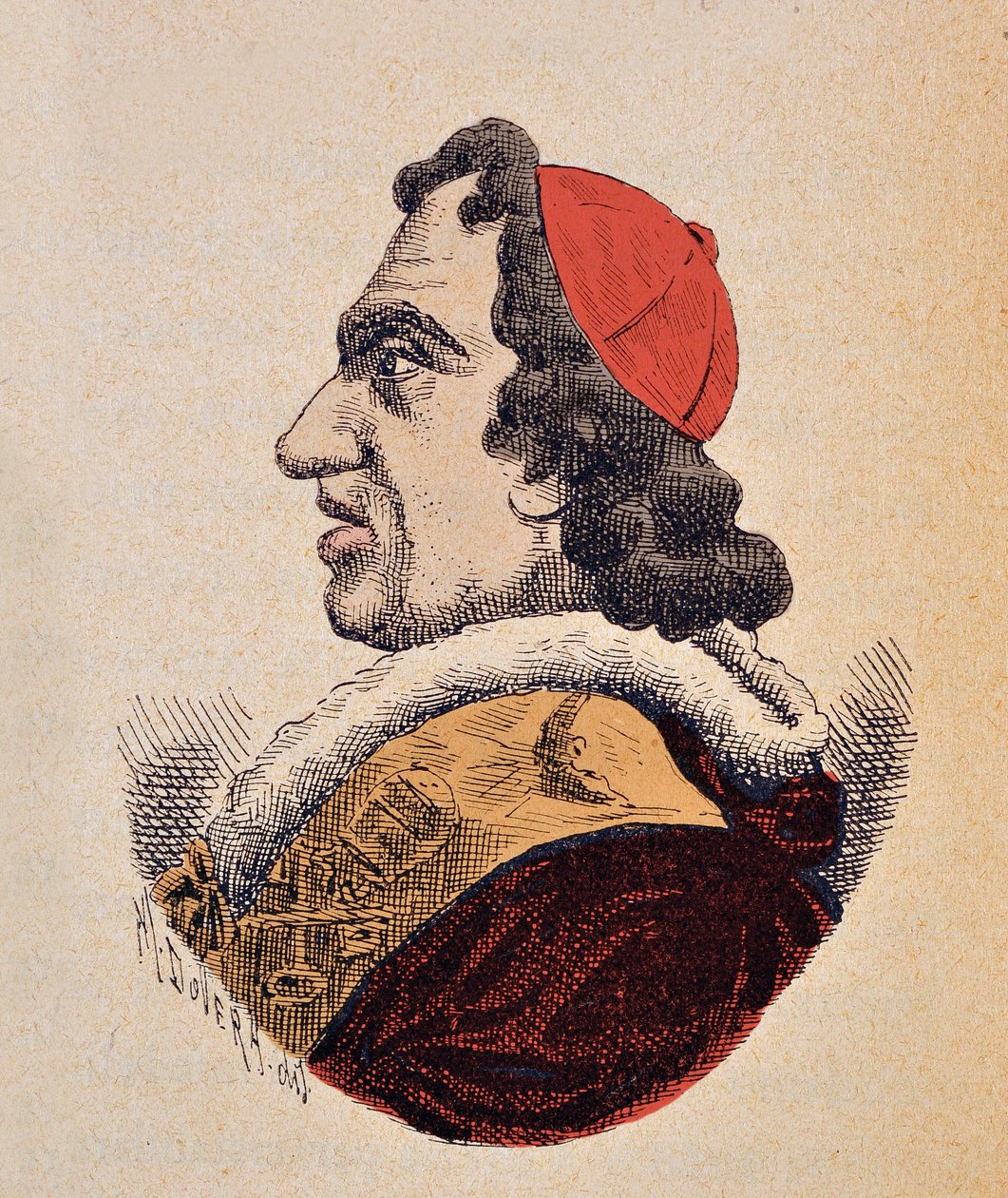 Portrett av paven Pie VII (Pius eller Pio) (1800-1823), 1898 (gravering med senere fargelegging) av Italian School
