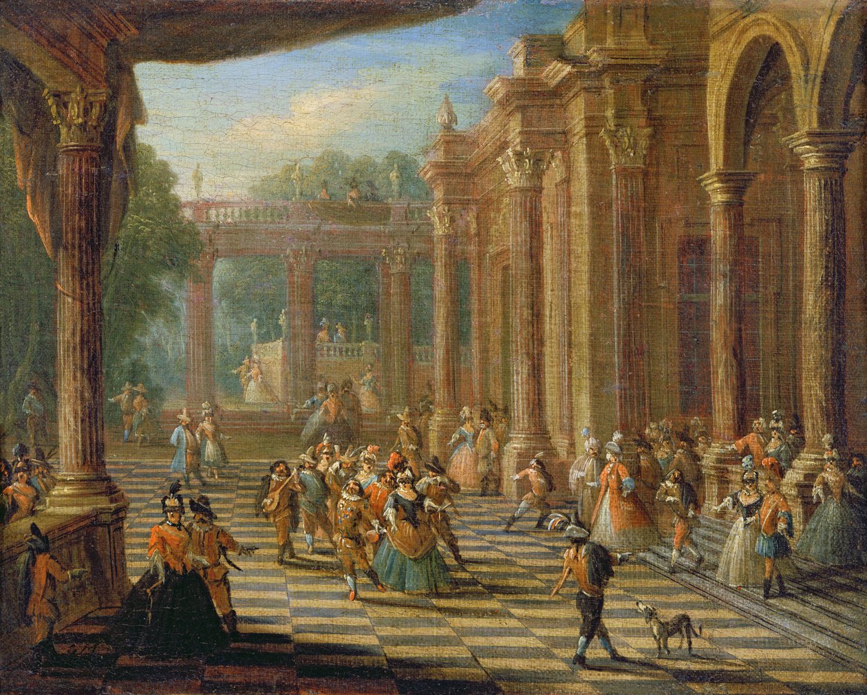 Scene på et maskeball av Italian School