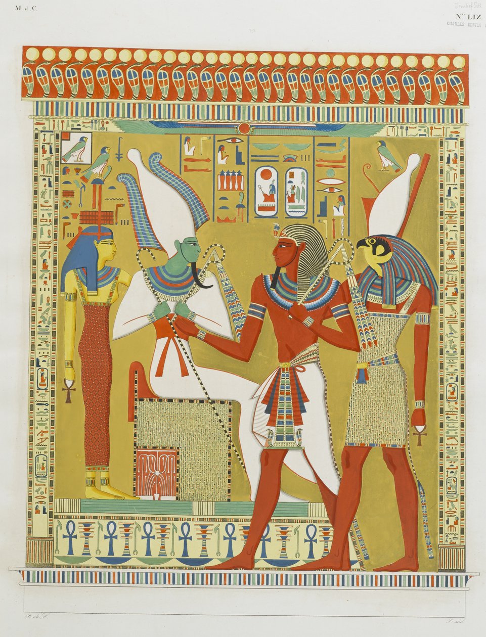 Seti I ledet av Horus før Osiris og Hathor av Italian School