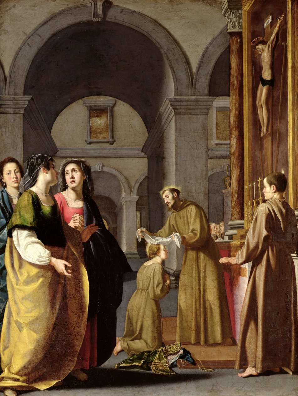 St. Clare mottar sløret fra St. Frans av Assisi av Italian School